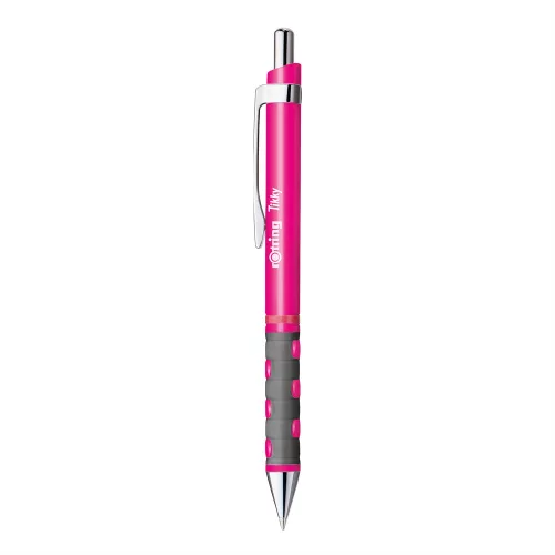Golyóstoll neonpink test, Rotring Tikky III, írásszín kék