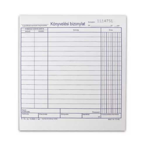 Könyvelési bizonylat 50x2 lapos tömb 203x198 mm B.13-503/V