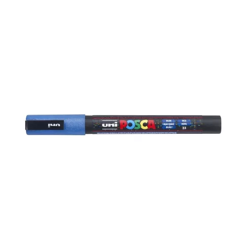 Dekormarker 0,9-1,3mm, Uni-Posca PC-3ML csillámló kék