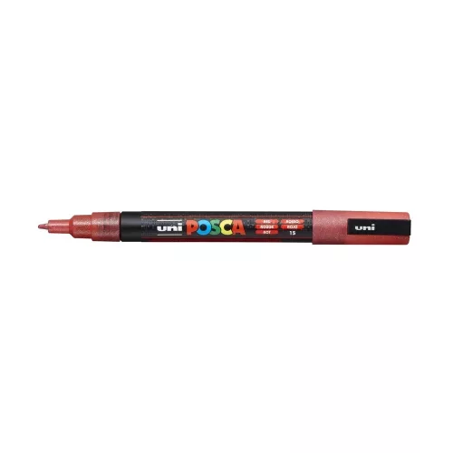 Dekormarker 0,9-1,3mm, Uni-Posca PC-3ML csillámló piros