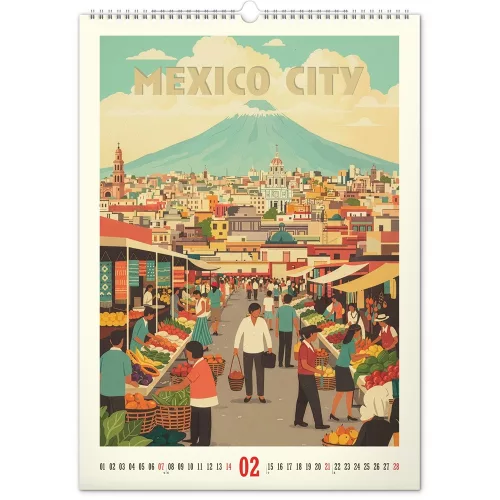Falinaptár képes  330×460mm Vintage Posters-World Cities Realsystem 2027.