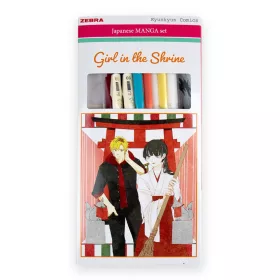   Írószer készlet, Zebra Manga Set, Girl in the shrine, 5 darabos