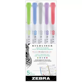   Szövegkiemelő készlet, 1,4/4 mm, kétvégű Zebra Mildliner Cool & Refined 5 szín