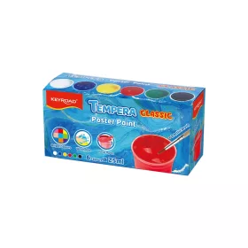   Tempera készlet, 6 x 25 ml, ecsettel, Keyroad, műanyag dobozban