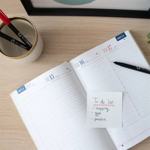 Határidőnapló agenda Standard B/5, napi fehér lapokkal fekete Bluering® 2027.