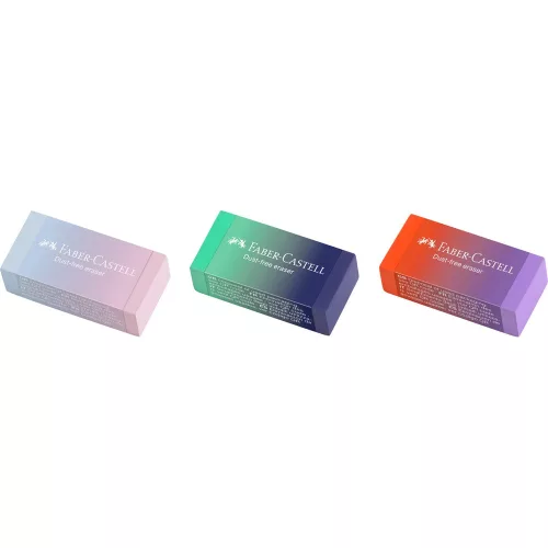 Radír pvc forgácsmentes színátmenetes Faber-Castell égkék-rózsa, türkiz-kék