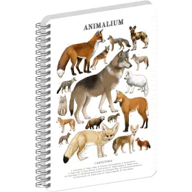   Jegyzetfüzet ikerspirálos Animalium – Canines, vonalas, 21x29,7cm A4, Presco