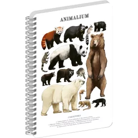   Jegyzetfüzet ikerspirálos Animalium – Bears, sima, 14,8x21cm A5, Presco
