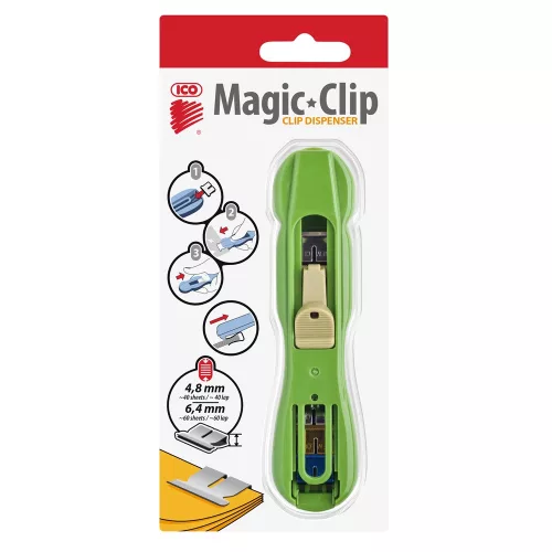 Iratcsíptető fűzőgép + kapocs Ico Magic clipper
