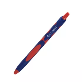   Golyóstoll nyomógombos gumírozott piros test, Bluering® F20, írásszín piros