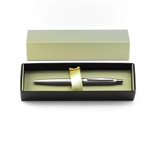 Golyóstoll 0,8mm, fém, rozsdamentes acél test, díszdobozban Bluering® Metal, írásszín kék