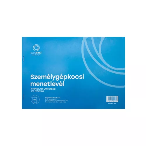 Személygépkocsi menetlevél 100lap,os A4, fekvő személygépkocsi D.GEPJ.36 Bluering®