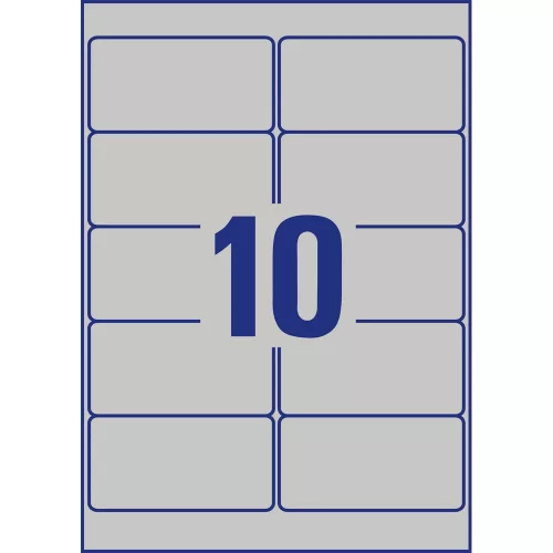Etikett címke, 96x50,8mm, 20lap 10 címke/lap ipari ezüst poliészter Avery