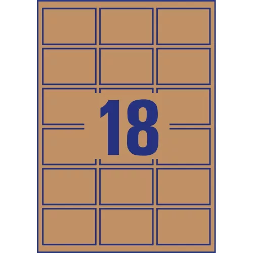 Etikett címke, 62 x42mm, környezetbarát 18 címke/ív, 25 ív/doboz, Avery barna