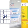 Etikett címke, 63,5 x33,9mm, fagyasztó 24 címke/ív, 25 ív/doboz, Avery fehér