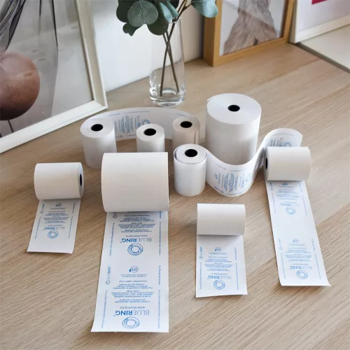 Hőpapír 37 mm széles, 30fm hosszú, cséve 12mm, 10 tekercs/csomag, ( 37/50 ) BPA mentes Bluering®
